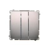 Simon Basic Przycisk potrójny 10A 250V szybkozłączka stal inox BMP31.01/21 KONTAKT