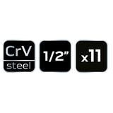 Nasadki udarowe 1/2", 10-24 mm, zestaw 11 szt.