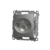 Simon 54 Gniazdo antenowe R-TV zakończeniowe do gniazd przelotowych srebrny mat