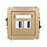 DECO Mechanizm gniazda podwójnego 2xUSB A-A 3.0 złoty metalik