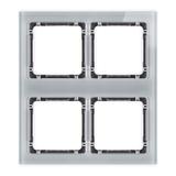 DECO Ramka modułowa 4 krotna (2 poziom, 2 pion) - efekt szkła (ramka szara; spód grafitowy)