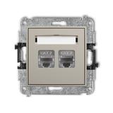 ICON Mechanizm gniazda komputerowego podwójnego 2xRJ45, kat. 7, ekranowany, 8-stykowy taupe