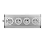Gniazdo meblowe, kuchenne montowane na rzepy 4x2P+Z INOX z przewodem 1,5m. FS-2 ORNO