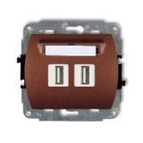 TREND Mechanizm gniazda podwójnego 2xUSB A-A 3.0 brązowy metalik