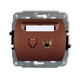 TREND Mechanizm gniazda telefonicznego pojedynczego 1xRJ11, 4-stykowy brązowy metalik