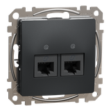 Sedna Design & Elements Gniazdo komputerowe podwójne RJ45 kat. 5e UTP czarny antracyt SDD114452 Schneider