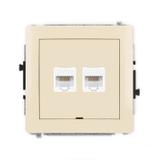 DECO Mechanizm gniazda komputerowego podwójnego 2xRJ45, kat. 5e, 8-stykowy, bez pola opisowego beżow