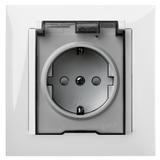 GPT SENTIA 2P+Z IP44 schuko z przesłonami torów prądowych białe+ kl. Transparentna