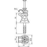 Wspornik DEHNfix do drutu 8 mm z kołkiem, wys. 30 mm, stal nierdzewna NIRO/szary