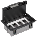 Simon Connect Puszka podłogowa 4-modułowa 8x K45 gł. 93mm+SM402/9 szary grafit