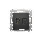 Simon 54 Gniazdo HDMI + RJ45 kat.6. czarny DGHRJ45.01/49 KONTAKT