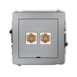 DECO Mechanizm gniazda antenowego podwójnego typu F (SAT) pozłacany, bez pola opisowego srebrny meta