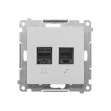 Simon 55 Gniazdo komputerowe RJ45 kategoria 5e+telefoniczne RJ12 Aluminium mat