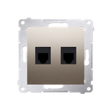 Simon 54 Gniazdo telefoniczne podwójne RJ12 złoty mat