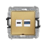 ICON Ładowarka USB podwójna USB C + USB A, 20W max., bez pola opisowego złoty 29ICUSBBO-8 KARLIK