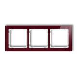 DECO Ramka uniwersalna potrójna - efekt szkła (ramka: bordowa; spód: biały)