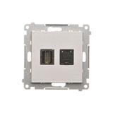 Simon 55 Gniazdo HDMI+RJ45 kat.6 Aluminium mat