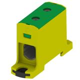 VC05-0036 ,  Złączka szynowa gwintowa AL, CU, 35 - 240mm2, TS 35, 1 tor, 2 otw. zaciskowe, żółto-zie