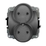 TREND Mechanizm gniazda podwójnego do ramki poziomej bez uziemienia 2x2P (przesłony torów prądowych)