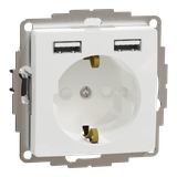 Sedna Design & Elements, gniazdo schuko z USB A+A 2,4A, białe