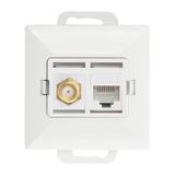 Gniazdo pojed. typu F + Gniazdo 1xRJ45 Cat6 Pearl, TV/F+RJ45/P, biały