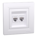 Asfora, gniazdo komputerowe RJ45 2x kat.6, UTP, biały