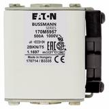 FUSE 500A 1000V 2BKN/75 AR UR Wkładka szybka 500A AC 1000V rozmiar 2 59x77x75 mm aR IEC UL 170M5957