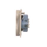 Simon 54 Gniazdo z/u podwójne z f. niezm. faz z przesłonami 16A z. śrub. monoblok kremowy