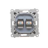 Simon 55 Gniazdo telefoniczne podwójne RJ12 Czarny mat