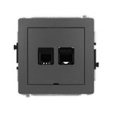 DECO Mechanizm gniazda telefonicznego pojedynczego 1xRJ11 + komputerowego pojedynczego 1xRJ45, kat.