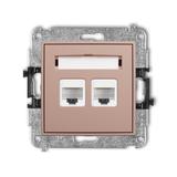 ICON Mechanizm gniazda komputerowego podwójnego 2xRJ45, kat. 5e, 8-stykowy łososiowy