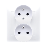 Simon 54 Gniazdo z/u podwójne z funkcją niezm. faz16A z. śrub. monoblok biały