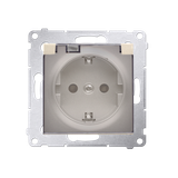 Simon 54 Gniazdo Schuko IP44 z przesłonami z uszczelką ramki 16A z. śrub. klapka transp. złoty mat