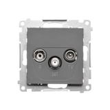 Simon 55 Gniazdo antenowe R-TV-SAT końcowe/zakończeniowe 1x Wejście: 5 MHz÷2,4 GHz Aluminium mat