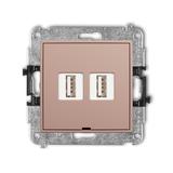 MINI Gniazdo podwójne 2xUSB A-A 2.0, bez pola opisowego łososiowy 62MGUSBBO-2 KARLIK