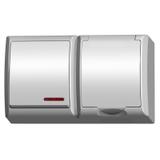 FALA Łącznik jednobiegunowy z podświetleniem + gniazdo pojedyncze wieczko w kolorze wyrobu - kolor b