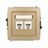 DECO Mechanizm gniazda telefonicznego podwójnego 2xRJ11, 4-stykowy, beznarzędziowe złoty metalik