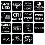 Reflektor pojedynczy 30W SMD LED 2700lm na statywie 1.8m