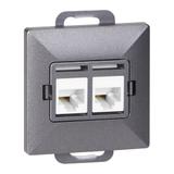 Gniazdo 2xRJ45 Cat5 Pearl, RJ45-5CAT/P2, antracyt