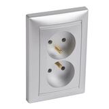 VALENA GNIAZDO PODWÓJNE 2X2P+Z 16A-250V~ ALUMINIUM, Legrand