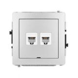 DECO Mechanizm gniazda telefonicznego podwójnego 2xRJ11, 4-stykowy, beznarzędziowe, bez pola opisowe