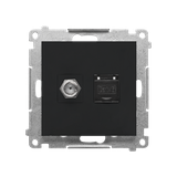 Simon 55 Gniazdo antenowe typu /F/+RJ45 kat.6 Czarny mat TASFRJ45.01/149 KONTAKT