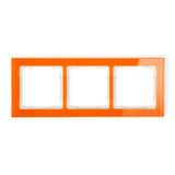 DECO Ramka uniwersalna potrójna - efekt szkła (ramka: pomarańczowa; spód: beżowy)