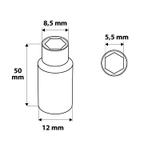 Nasadka sześciokątna długa 1/4", 5.5 mm, superlock