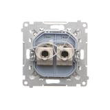 Simon 55 Gniazdo komputerowe podwójne RJ45 kategoria 6 ekranowane z przesłoną przeciwkurzową Biały m