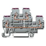 złączka dwupiętrowa L/L 4-przewodowa 2,5 mm2 szara