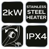Nagrzewnica elektryczna 2kW przemysł, regulacja ustawienia, IPX4
