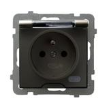 AS Gniazdo bryzgoszczelne z uziemieniem IP-44 wieczko przezroczyste - kolor satyna light