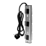 Gniazdo meblowe kuchenne montowane na rzepy 4x2P+Z schuko INOX z przewodem 1,5m. FS-2(GS) ORNO