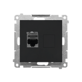 Simon 55 Gniazdo komputerowe pojedyncze RJ45 kategoria 6 ekranowane z przesłoną przeciwkurzową Czarn